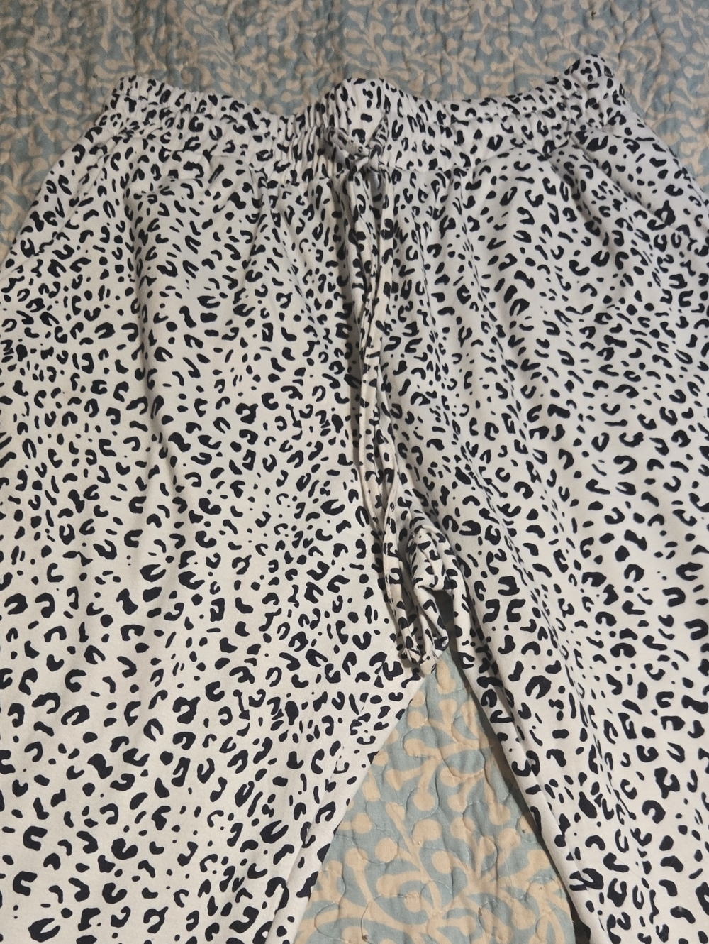 White and Black Leopard Print Lounge Pants